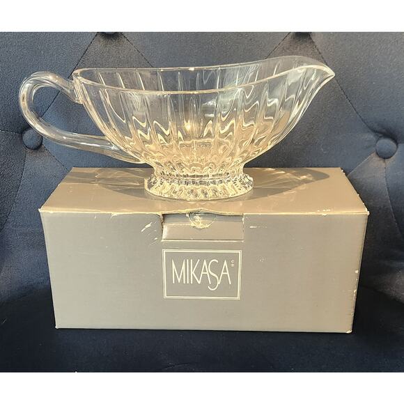 MIKASA Park Lane Sauce Boat Cut Crystal 16oz Made in Germany Perfect w Box - Picture 7 of 10